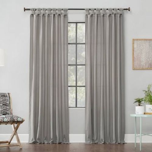 52"X63" Archaeo Light Filtering Washed Cotton Twist Tab Curtain Panel Silver Gray: Window Curtains, Traditional Style