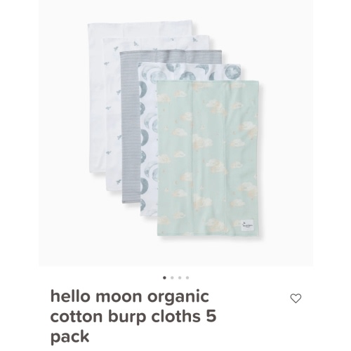 Hello Moon Organic Cotton Burp Cloths 5 Pack