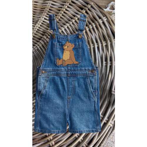 Little Bear Embroidered Denim Overalls Shorts For Kids | Toddler | Boys | 90s nostalgia