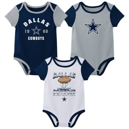 NFL Dallas Cowboys Infant Boys' 3pk Onesies Bodysuit - 12M