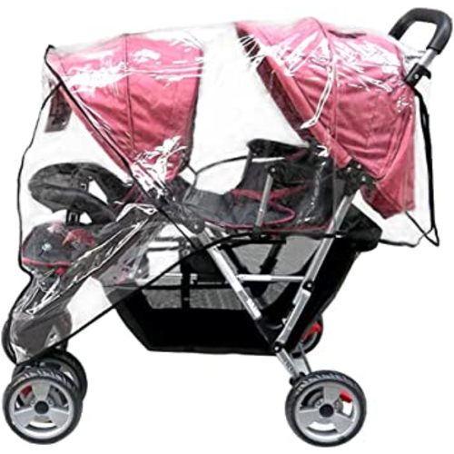 Weather Shield Double Popular for Swivel Wheel Stroller Universal Size Baby Rain Cover/Wind Shield Deal (Black)
