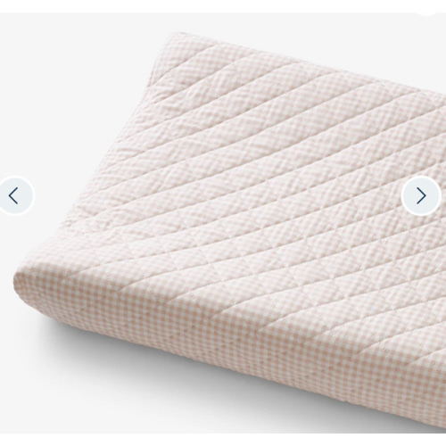 Ditsy Gingham Classic Cool Organic Cotton Percale Quilted Changing Pad Cover