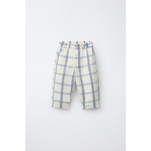 PLAID BAGGY PANTS - Blue / White | ZARA United States