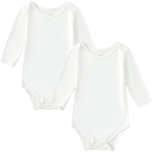 DEFAHN 2PCS Visocse from Bamboo Baby Rompers Unisex Onsies Solid Short Sleeve Baby Bodysuit 0-24 Months