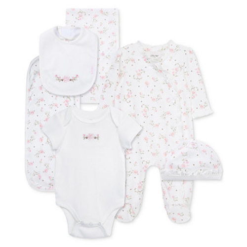 Baby Girls Cotton Vintage Rose Gift Box, 6 Piece Set