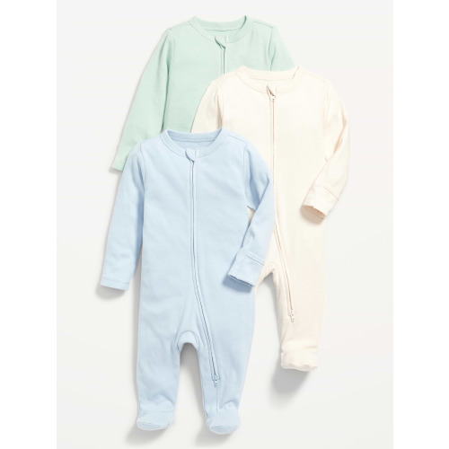 Unisex 1-Way Zip Sleep & Play One-Piece 3-Pack for Baby