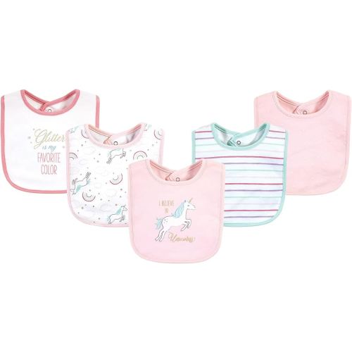 Hudson Baby Unisex Baby Cotton Bibs, Glitter Unicorn, One Size
