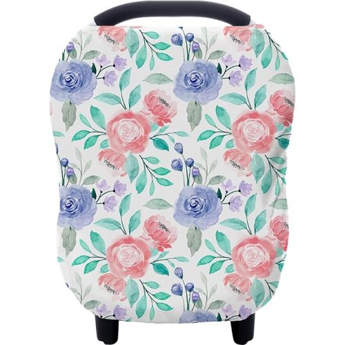 Carseat Cover for Boys and Girls - Multi-use Nursing Canopy for Breastfeeding, Stroller, High Chair Cover (Rose)