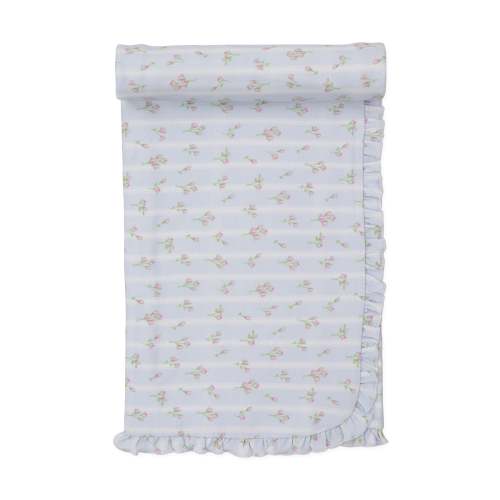 Ribbon Stripe Bouquets Blue Blanket