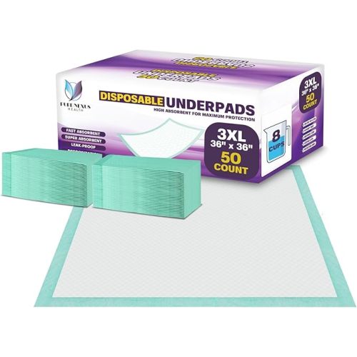 Disposable Underpads 17" x 24", 100 Count – Super Absorbent Incontinence Bed Pads, Waterproof Pee Pads, Chux, Soaker Pads for Baby Changing, Kids, Adults & Elderly, Mattress Protector