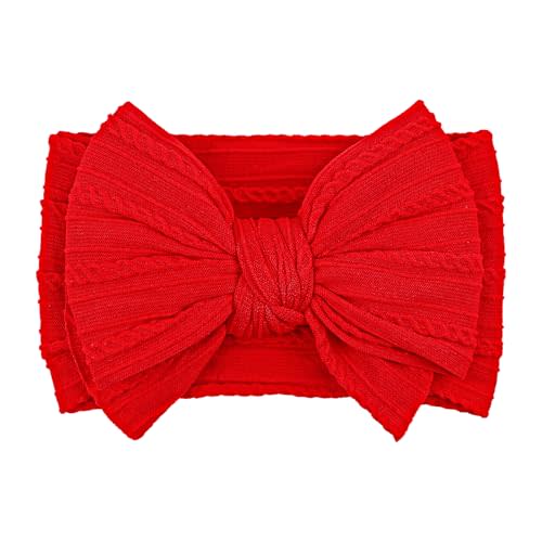 LemonSpace Handmade Baby Girls Headbands with Bows for Newborn Kids Red | Nylon Soft Stretchy Hair Bands Hair Accessories for Newborn Baby Girls Infant Toddlers Kids( Red)