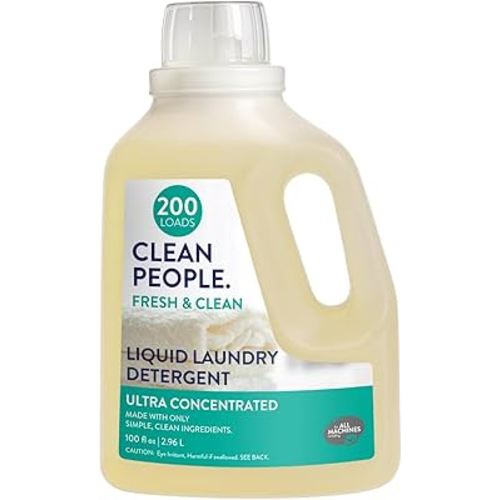 The Clean People Liquid Laundry Detergent - Recyclable Packaging, Stain Fighting - Ultra Concentrated, Laundry Soap - Fresh Scent, 200 Loads