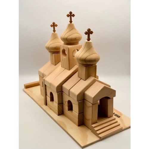 Orthodox Christian Church Building Set for Children, Handmade Educational Wooden Block Toy