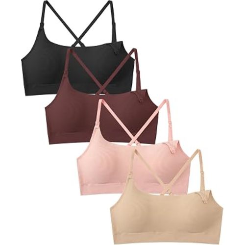 Nursing Bra Seamless Ribbed Wireless Maternity Bra 4Packs Ultra Soft Comfortable Pregnancy Postpartum