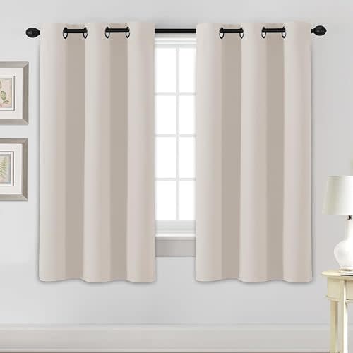 H.VERSAILTEX Blackout Curtains for Bedroom Thermal Insulated Room Darkening Living Room Curtains 63 Inch Long Grommet Privacy Protection Window Curtain Panels/Drapes for Nursery, 2 Panels, Natural