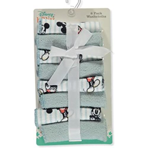 Disney Baby Big Boys' 8-Pack Mickey Mouse Washcloths Set - White/Multi, one Size