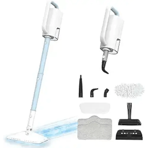 Steam Cleaner, 6 in1 Rotated Steam Mop Cleaner with 2 Modes, 2 Microfiber Pads, 400ML Removable Tank, 23FT Power Cable, Detachable Steam Mops for Floor, Laminate Floor, Tiles Cleaning (Azure)
