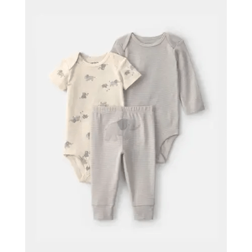 Baby 3-Piece Elephant Bodysuit & Pant Set - Grey/Ivory | Carter's