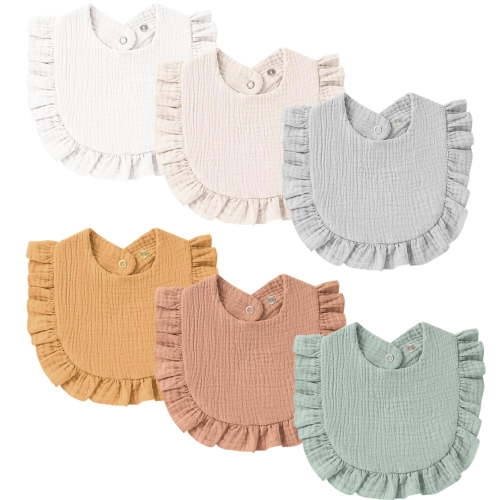 6Pack Baby Muslin Bibs Bandana Drool Bibs for Unisex Boys & Girls, Soft and Absorbent Cotton Teething Drooling Bib Set for Newborn Toddler