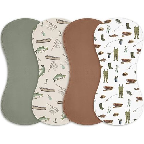 Boao 4 Pcs Mallard Duck Baby Burp Cloths Duck Hunting Soft Plush Newborn Spit up Rags Mallard Burp Cotton Cloths Rag for Boy Girl Newborn Infant Gifts Nursery Decor 20.87 x 9.84 Inches(Hunting,Green)