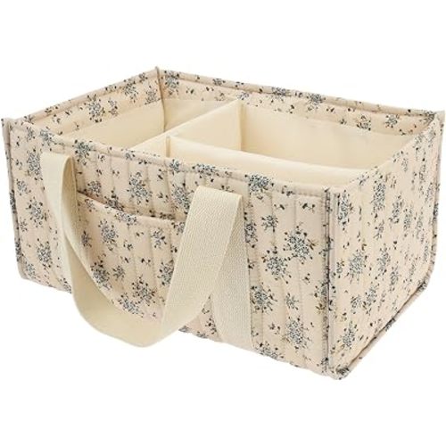 Baby Diaper Caddy Organizer, Portable Nappy Caddy Storage Basket with Handle, Diaper Storage Basket Bin, Multi Compartment Nursery Storage Basket, Nursery Storage Bin for Newborn Essential. (Color 08)