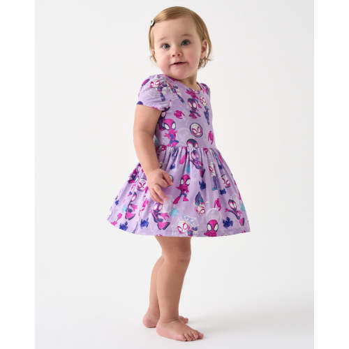 Spidey & Friends Purple Tiny Webs Skater Dress with Bodysuit | Little Sleepies