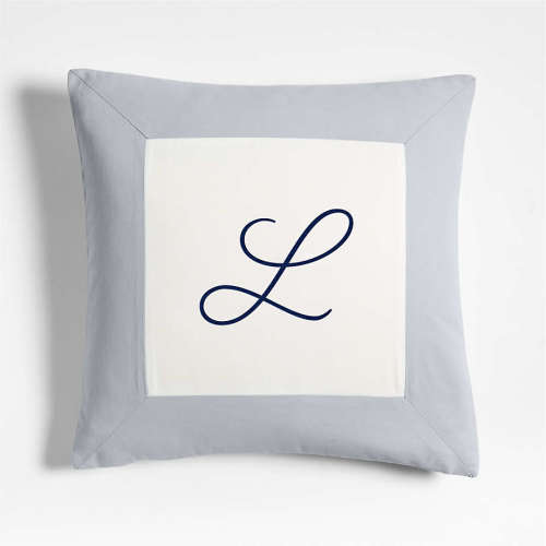 Legacy Border Organic Cotton Monogrammable 20"x20" Sky Blue Throw Pillow Cover