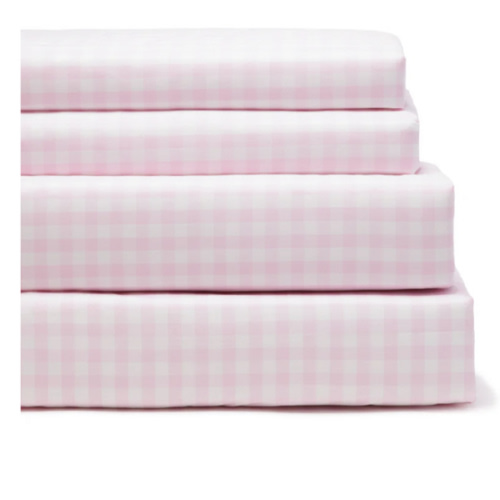 Luxe Premium Cotton Pink Gingham Bed Sheets | Over The Moon