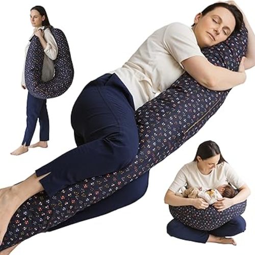 MINICAMP Full Body Pregnancy Pillow for Sleeping – Full Body Maternity Support Pillow for Back, Belly, Hips & Legs – Ergonomic Side Sleeper Pillow with Removable Washable Cover - Made in EU