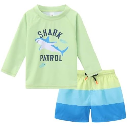 Baby Boys Two Piece Rash Guard Swimsuits Sets Kids Sunsuit Swimwear Sets