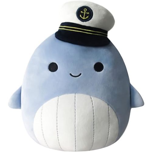 Squishmallows 8-Inch Samir Blue Whale with Sailor Hat - Little Ultrasoft Official Kelly Toy Plush