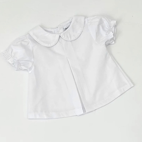 6M, EASYTOT Pleated Peter Pan Diaper Shirt - White