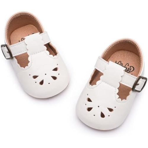HONGTEYA Infant Baby Girls Mary Jane Flats Non Slip for Toddler First Walkers Soft Sole PU Leather Crib Shoes Sneaker Wedding Party Christmas Princess Dress Shoes Baby Moccasins Girls