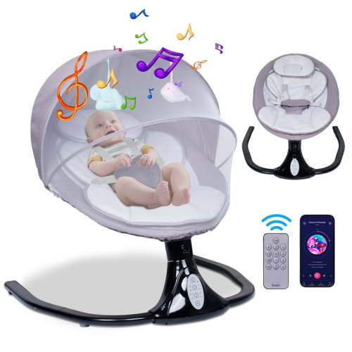 YYW Baby Swing for Infants,Bluetooth Music with 12 Lullabies,4 Speed & Timing Setting,Remote Control,Gray