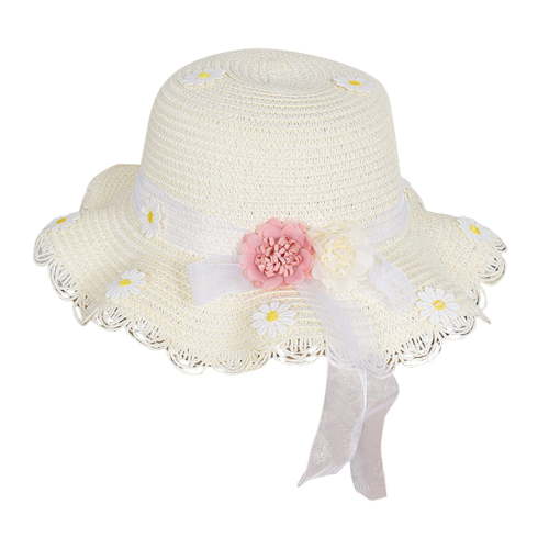 Generic Soft Hats for Children's Toddler Kids Baby Girl Floral Breathable Hat Kids Strawhat Bucket Hat Cap Sunhat for Headgear Adjustable Sun Protection (,A)