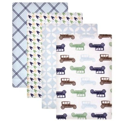 Hudson Baby Infant Boy Cotton Poly Flannel Receiving Blankets, Blue Cars, One Size