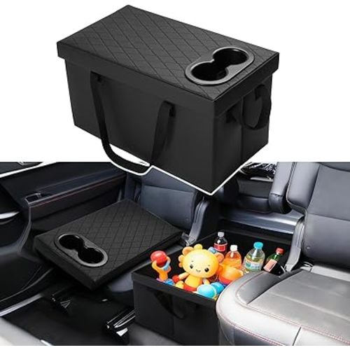Shademax Custom for Ford Explorer Seat Organizer with Cup Holders Car Backseat Organizer for Ford Explorer 2020-2025 2026 Accessories Console Organizer for Kids Toys, Baby Supplies, Travel Dog Toys