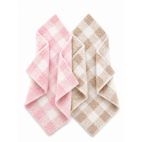 Gingham Mini Blanket 2-Pack (15"x20") – Soft Baby Security Lovey Set – SpearmintLOVE
