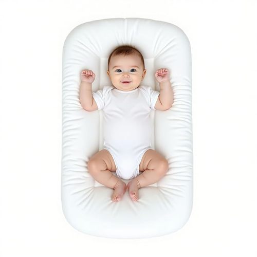Baby Lounger for Infants Babies 0-24 Months, Bionic Organic Lounger, Soft Cotton Breathable Infant Floor Seats & Loungers for Newborn Baby Shower Gifts (White)