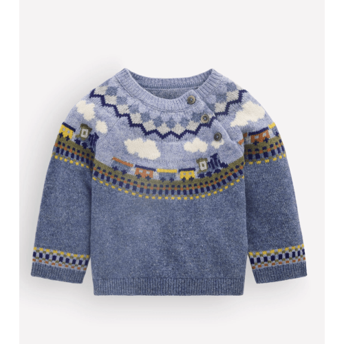 Fair isle Sweater - Glacier Blue Marl Train | Boden USA