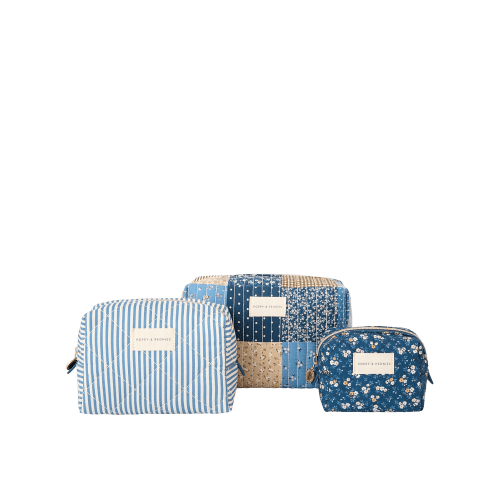 Cosmetic Trio Navy Patchwork