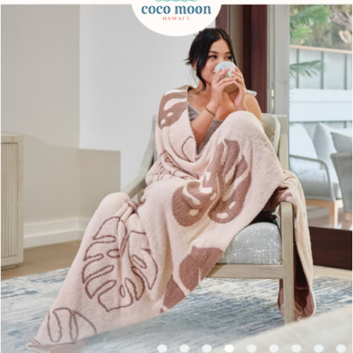 Mocha Monstera Bliss Blanket