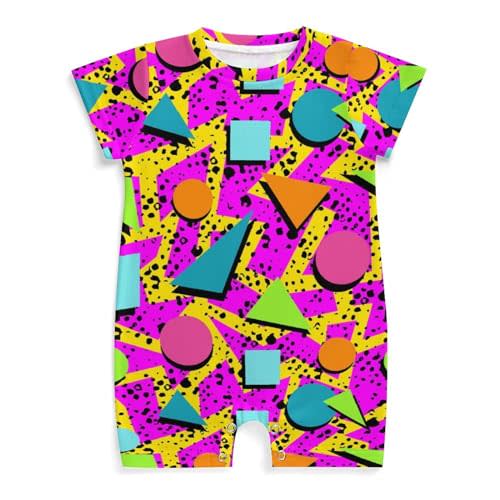 AuHomea Retro Vintage 80s 90s Newborn Baby Romper Clothing Cute Infant Short Sleeve Clothes Jumpsuit Playsuit One Piece Outfit for 0-3M Boy Girl