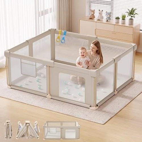 Foldable Baby Playpen, 71x59 Foldable Play Pen for Babies and Toddlers