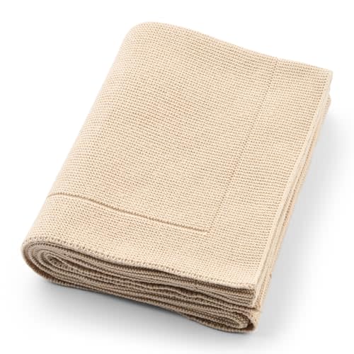 Knitted Organic Cotton Baby Blanket- Swaddle Blanket, 30" x 40" Soft Receiving Blanket for Newborn (Ultra softFog)