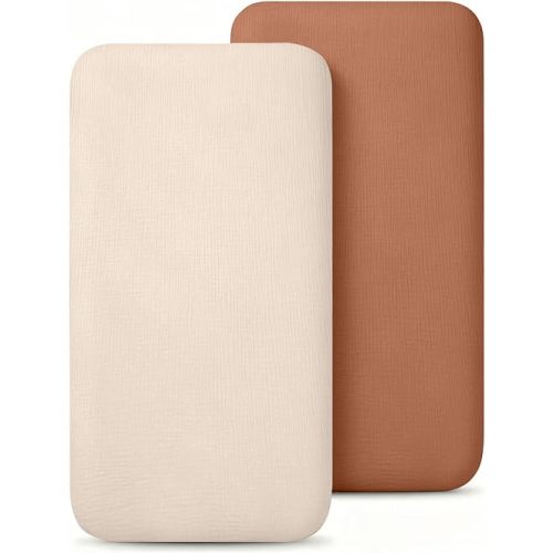2-Pack Muslin Bassinet Sheets for Baby Boys Girls 33"x21"