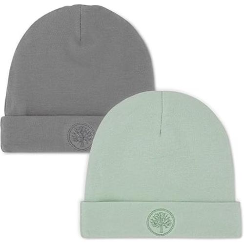 Parker Baby Beanie Hat Set 2-Pack | 100% Cotton Jersey | Double-Layered & Comfortable Fit for 0-3 Months | Neutral Colors