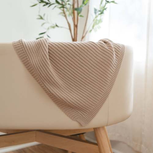 Ribbed Knit Baby Blanket - Oat