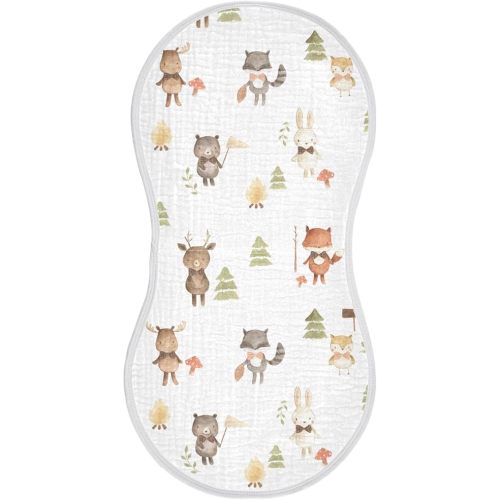 vvfelixl Woodland Animals Watercolor Burp Cloths for Baby Boy Girls Baby Washcloths Burp Rags 1 Pack White