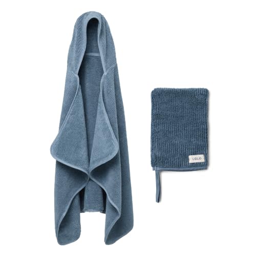Lalo Slate Organic Turkish Cotton Hooded Towel | 100% Organic Turkish Cotton, Oeko-Tex Certified, Plush & Absorbent, Gentle on Sensitive Skin, Machine Washable